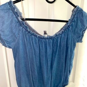 Navy Blue cute off-the shoulder crop